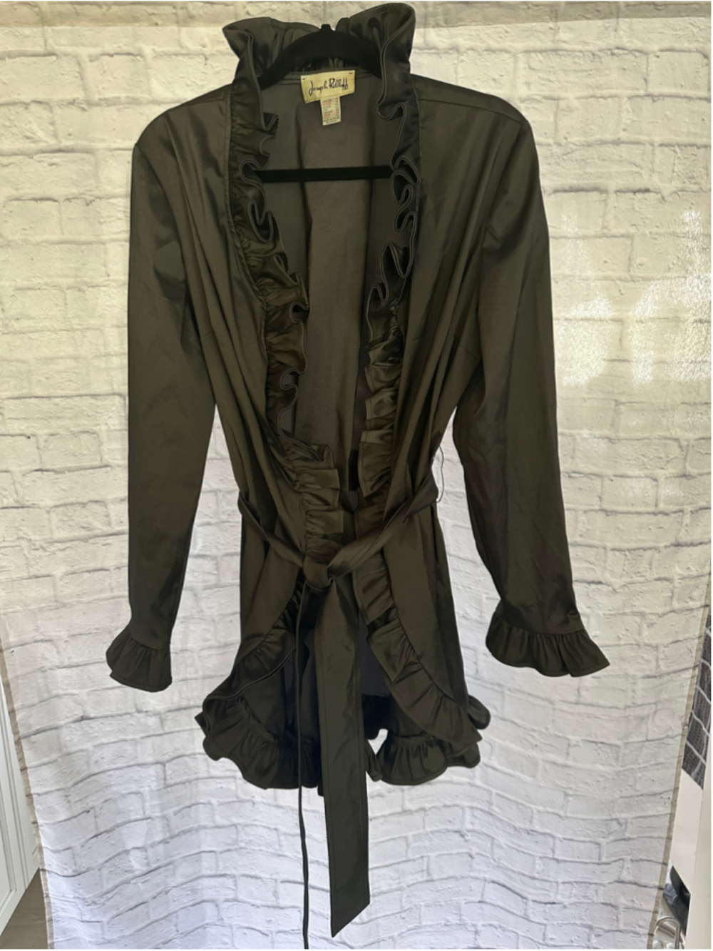 Joseph Ribkoff Black Ruffle Front Jacket Peplum Statement Stretch US 8 - Picture 2 of 6